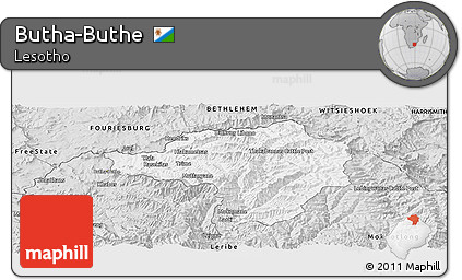 Silver Style Panoramic Map of Butha-Buthe