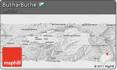 Silver Style Panoramic Map of Butha-Buthe