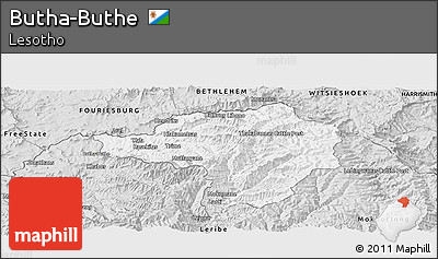 Silver Style Panoramic Map of Butha-Buthe