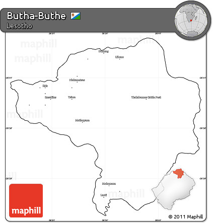 Blank Simple Map of Butha-Buthe, cropped outside