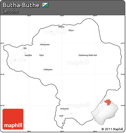 Blank Simple Map of Butha-Buthe, cropped outside