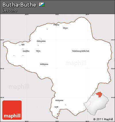 Classic Style Simple Map of Butha-Buthe, cropped outside