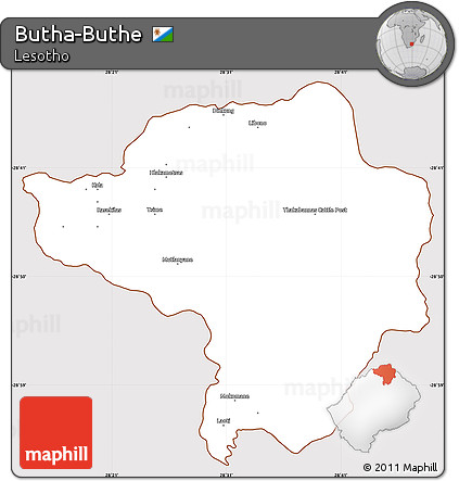 Classic Style Simple Map of Butha-Buthe, cropped outside