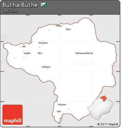 Classic Style Simple Map of Butha-Buthe, cropped outside