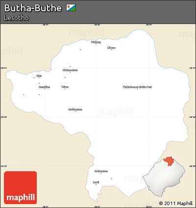 Classic Style Simple Map of Butha-Buthe, single color outside