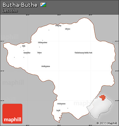 Gray Simple Map of Butha-Buthe, cropped outside