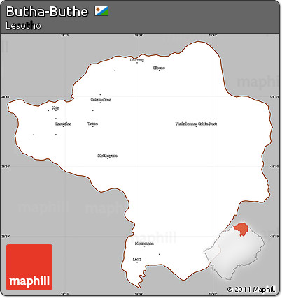 Gray Simple Map of Butha-Buthe, cropped outside
