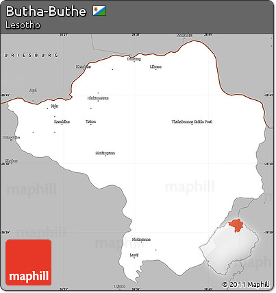 Gray Simple Map of Butha-Buthe