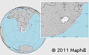 Blank Location Map of Lesotho, gray outside
