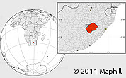 Blank Location Map of Lesotho, highlighted continent