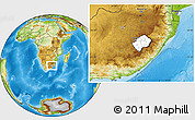 Blank Location Map of Lesotho, physical outside