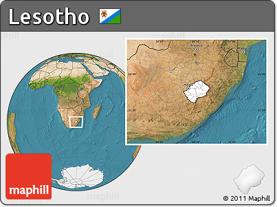 Blank Location Map of Lesotho, satellite outside