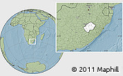 Blank Location Map of Lesotho, savanna style outside, hill shading outside
