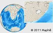 Blank Location Map of Lesotho, shaded relief outside