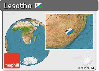 Flag Location Map of Lesotho, satellite outside