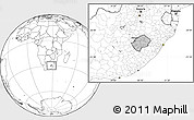 Gray Location Map of Lesotho, blank outside
