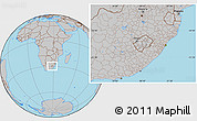 Gray Location Map of Lesotho, hill shading inside