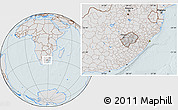 Gray Location Map of Lesotho, lighten, hill shading