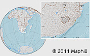 Gray Location Map of Lesotho, lighten, semi-desaturated, land only, hill shading