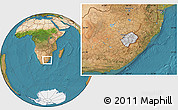 Gray Location Map of Lesotho, satellite outside, hill shading