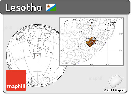 Physical Location Map of Lesotho, blank outside