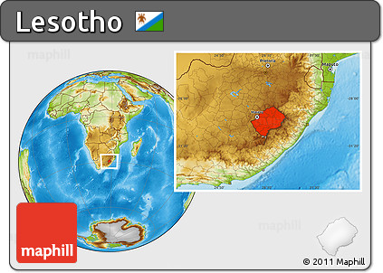 Physical Location Map of Lesotho