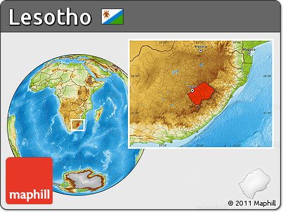 Physical Location Map of Lesotho
