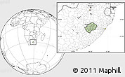 Savanna Style Location Map of Lesotho, blank outside, hill shading inside