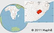 Savanna Style Location Map of Lesotho, highlighted continent