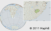 Savanna Style Location Map of Lesotho, lighten, semi-desaturated