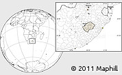 Shaded Relief Location Map of Lesotho, blank outside