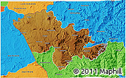 Physical 3D Map of Mafeteng, political outside