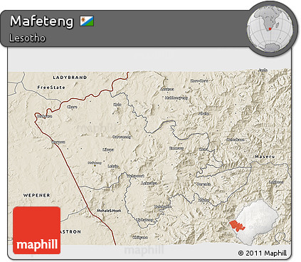 Shaded Relief 3D Map of Mafeteng