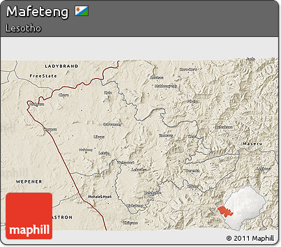 Shaded Relief 3D Map of Mafeteng
