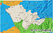 Shaded Relief 3D Map of Mafeteng, political outside