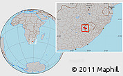 Gray Location Map of Mafeteng, within the entire country
