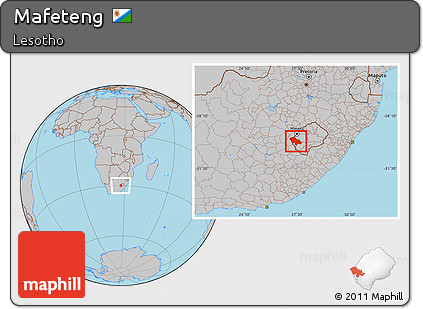 Gray Location Map of Mafeteng