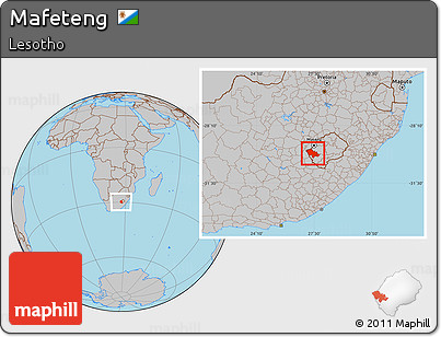 Gray Location Map of Mafeteng