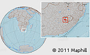 Gray Location Map of Mafeteng, hill shading