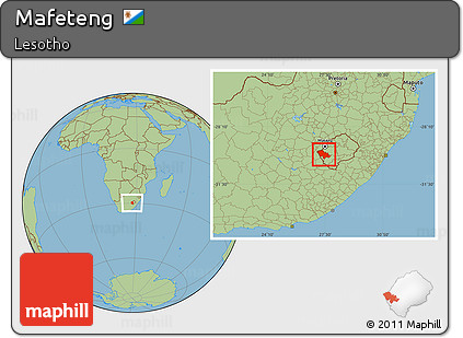 Savanna Style Location Map of Mafeteng