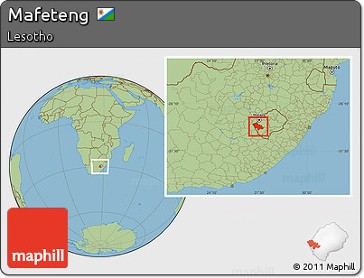 Savanna Style Location Map of Mafeteng