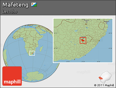 Savanna Style Location Map of Mafeteng