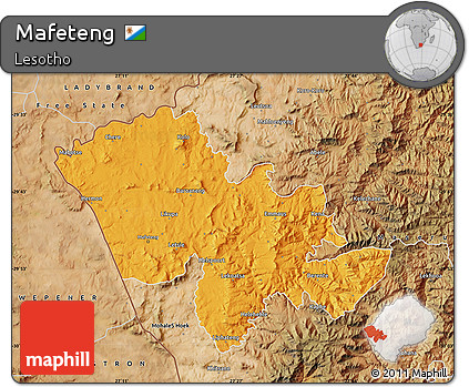 Political Map of Mafeteng, satellite outside