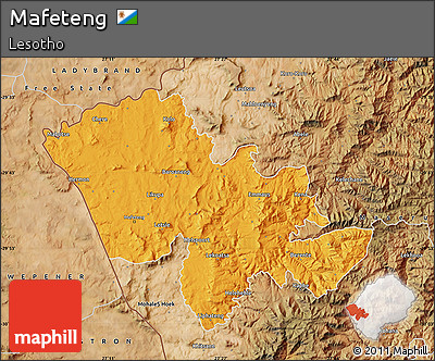 Political Map of Mafeteng, satellite outside