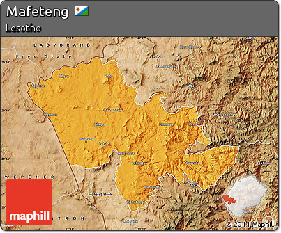Political Map of Mafeteng, satellite outside