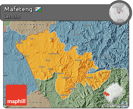 Political Map of Mafeteng, semi-desaturated