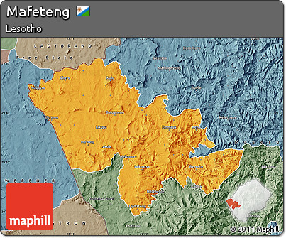 Political Map of Mafeteng, semi-desaturated