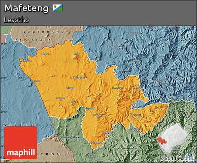 Political Map of Mafeteng, semi-desaturated