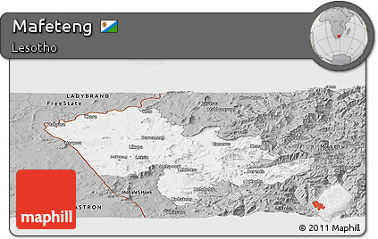 Gray Panoramic Map of Mafeteng