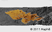Physical Panoramic Map of Mafeteng, darken, desaturated